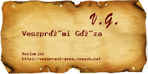 Veszprémi Géza névjegykártya